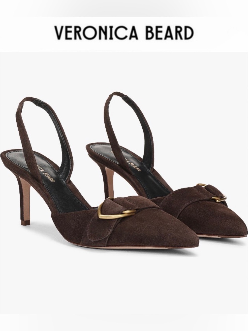 Veronica Beard Loralyn Slingback Pointed Toe Pump Brown Suede Slingback 6.5 $395